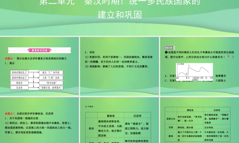 中考历史复习 第二单元 秦汉时期：统一多民族国家的课件