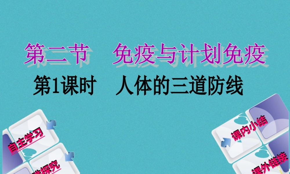 八年级生物下册 8.1.2免疫与计划免疫第1课时人体的三道防线课件 (新版)新人教版 课件