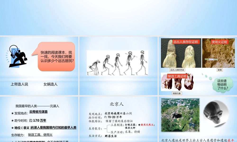 人教版历史七年级上册第一课《祖国境内的远古居民》课件