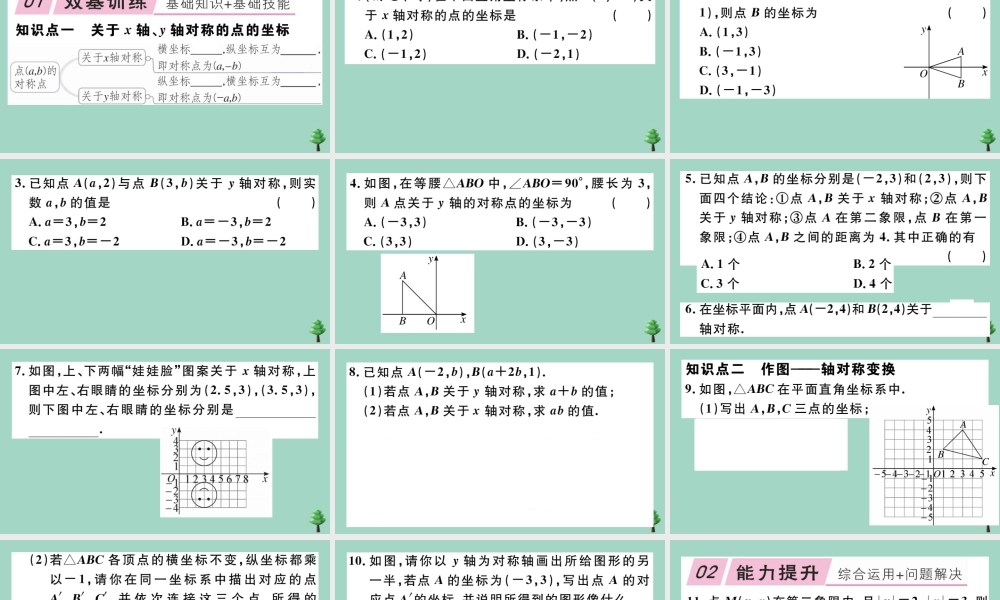 八年级数学上册 第三章(位置与坐标)3.3 轴对称与坐标变化作业课件 (新版)北师大版 课件