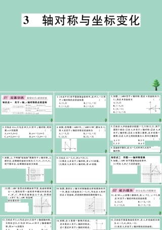 八年级数学上册 第三章(位置与坐标)3.3 轴对称与坐标变化作业课件 (新版)北师大版 课件