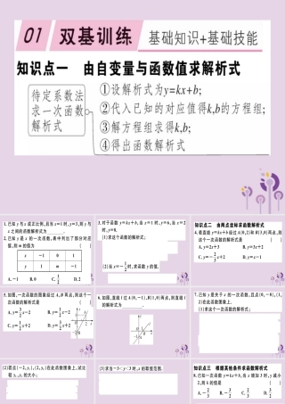 八年级数学下册 第十九章(一次函数)19.2 一次函数 19.2.2.3 用待定系数法求一次函数解析式习题课件 (新版)新人教版 课件