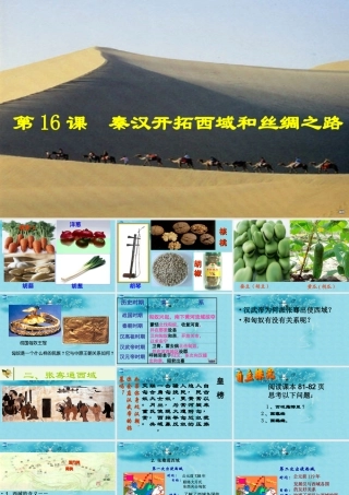 中学七年级历史上册 第16课 秦汉开拓西域和丝绸之路课件 北师大版 课件