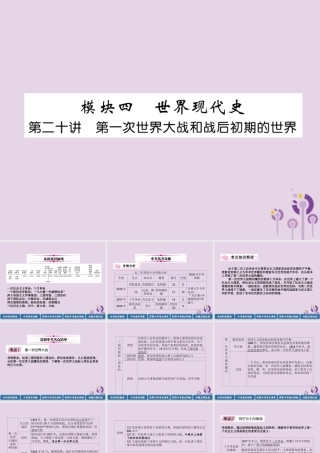 中考历史总复习 第一编 教材知识速查篇 模块四 世界现代史 第第一次世界大战和战后初期的世界(精讲)课件