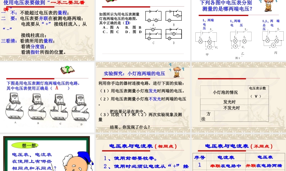 八年级物理：一、电压课件(人教版) 课件
