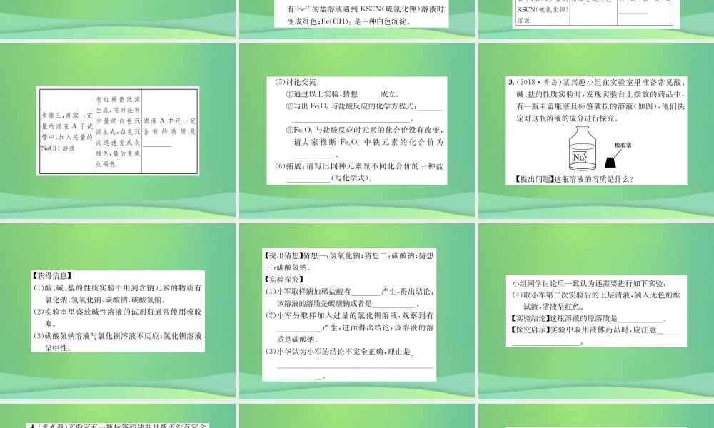 中考化学总复习 中考6大题型轻松搞定 题型复习(四)实验探究题之一 物质组成成分的探究课件