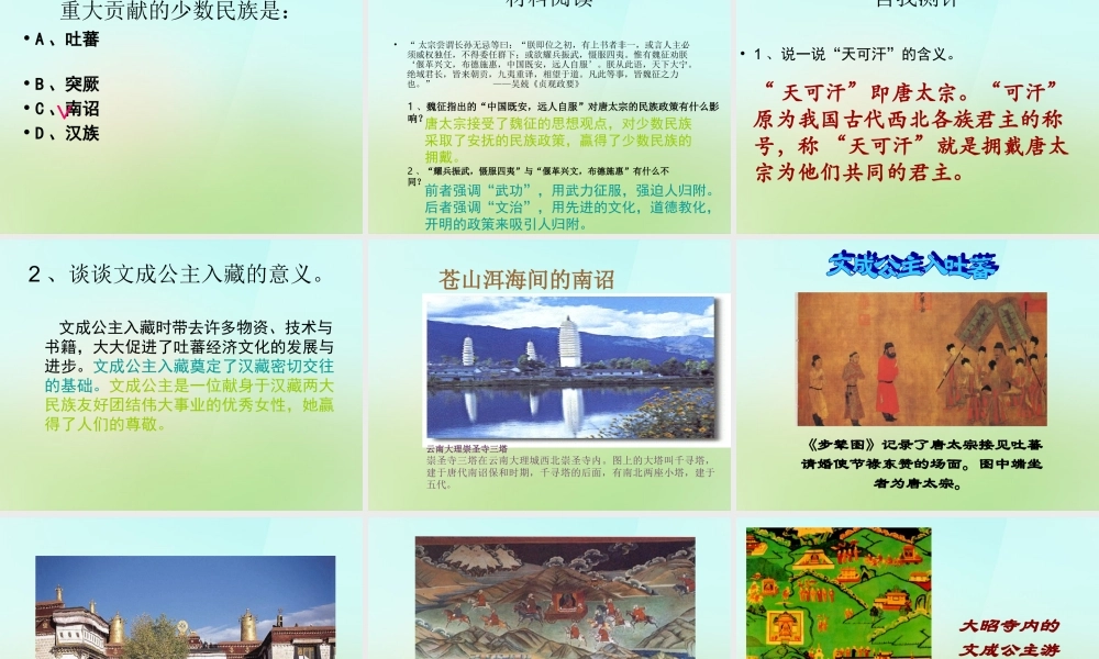 中学七年级历史下册 第5课 和同为一家课件 新人教版