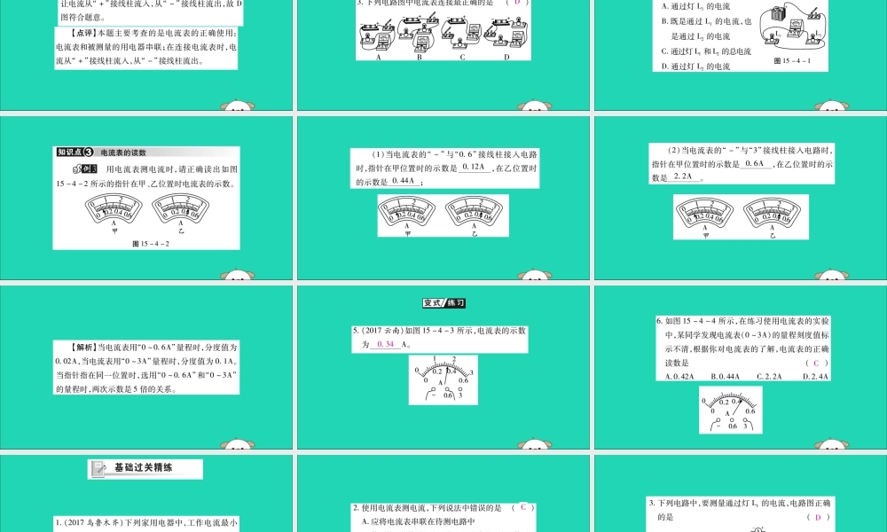 九年级物理全册 第十五章 电流和电路 第4节 电流的测量课件 (新版)新人教版 课件
