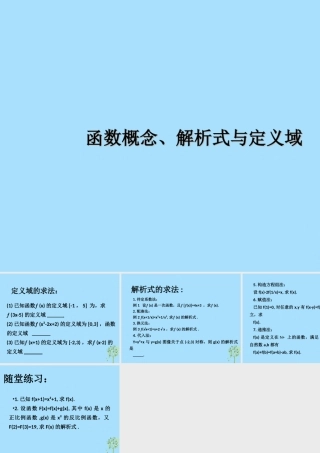 山西省忻州市高考数学 专题 函数概念、解析式与定义域复习课件