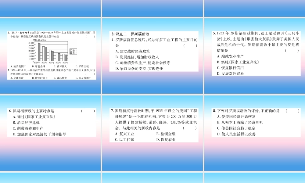 九年级历史下册 第4单元 经济大危机和第二次世界大战 第13课 罗斯福新政易错点拨课件 新人教版 课件