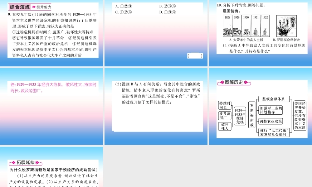 九年级历史下册 第4单元 经济大危机和第二次世界大战 第13课 罗斯福新政易错点拨课件 新人教版 课件