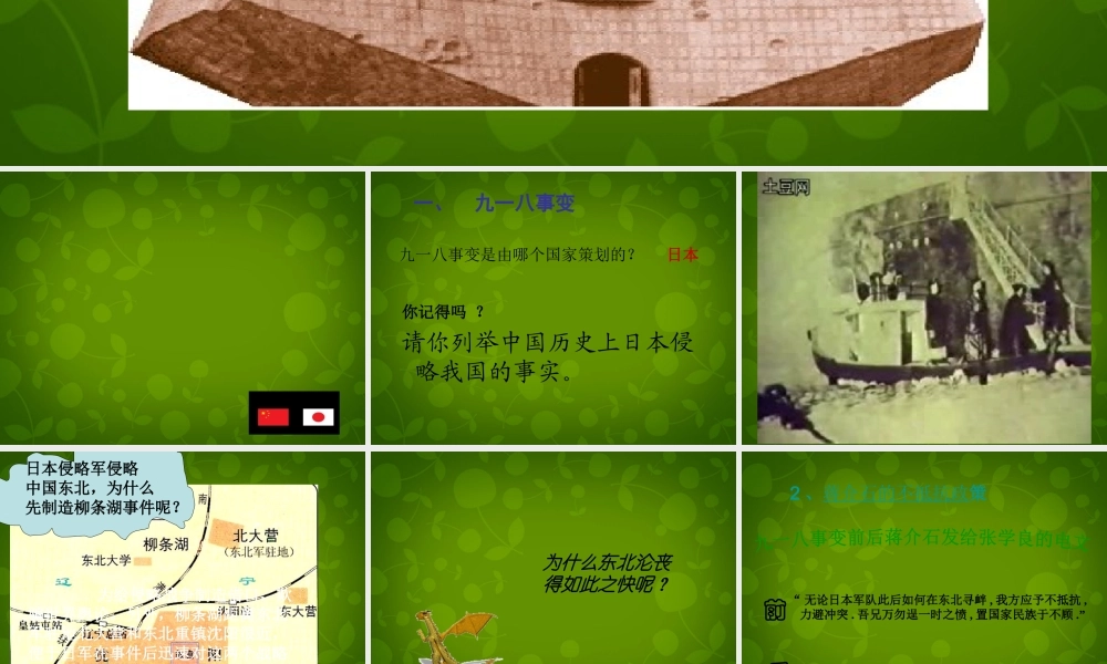 八年级历史上册(第14课 难忘的九一八)课件 新人教版 课件