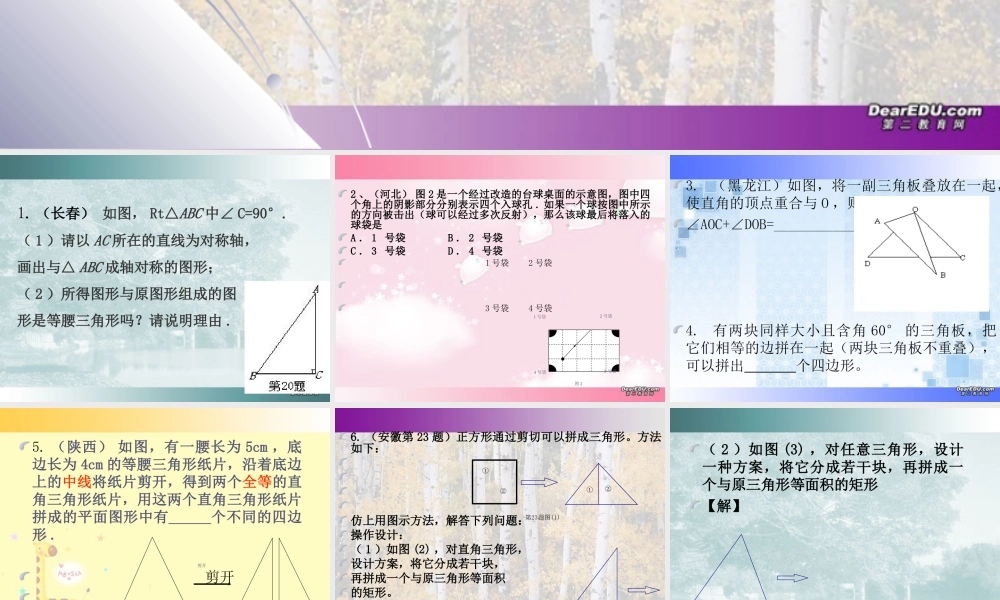 中考数学专题四学生动手实验类型题集锦 试题