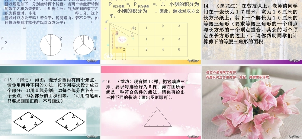 中考数学专题四学生动手实验类型题集锦 试题