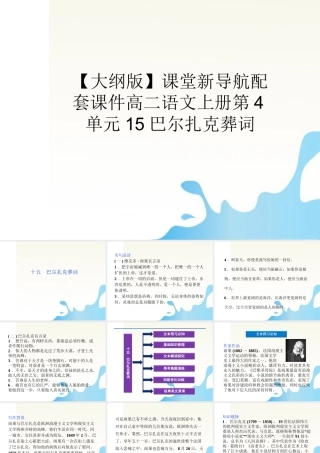 届高二语文 4.15(巴尔扎克葬词)配套课件 人教版第三册 课件