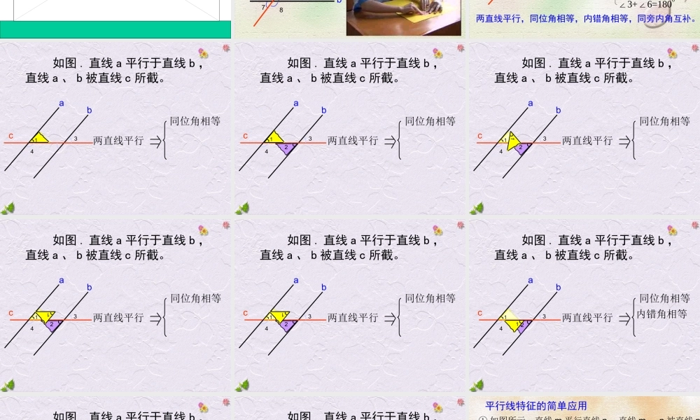 七年级数学平行线的特征课件 北师大版 课件
