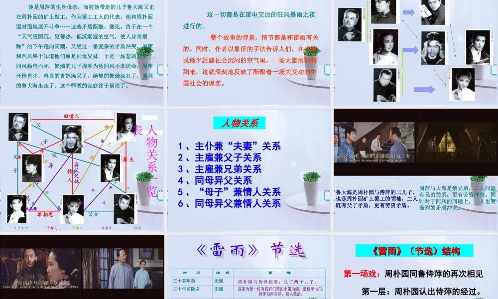 山东省冠县一中高二语文 雷雨课件 新人教版 课件
