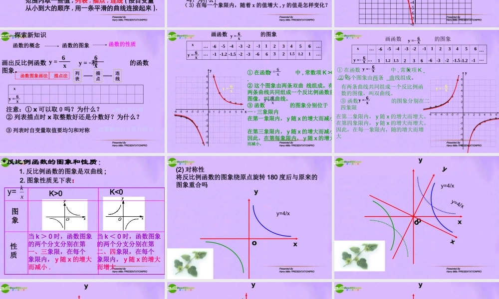八年级数学下册 4.2(反比例函数的图象与性质)课件 华东师大版 课件