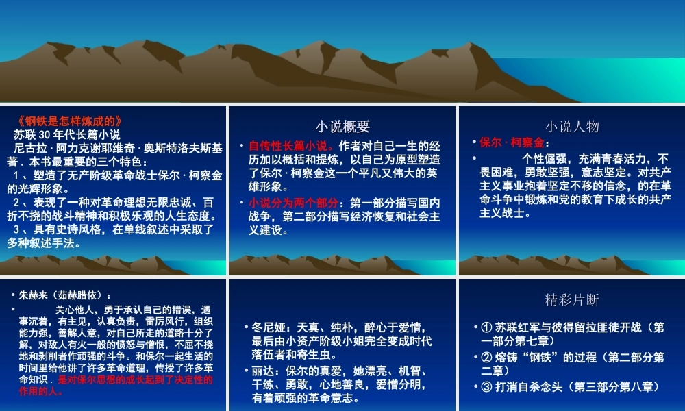 《钢铁是怎样炼成的》课件