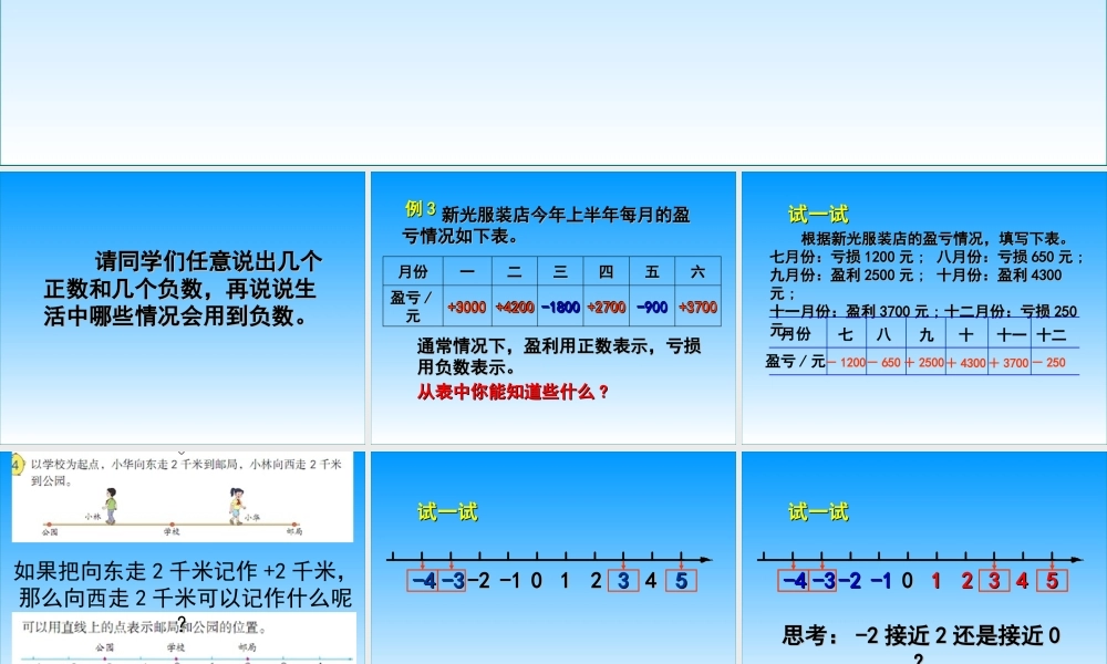 认识负数（二）