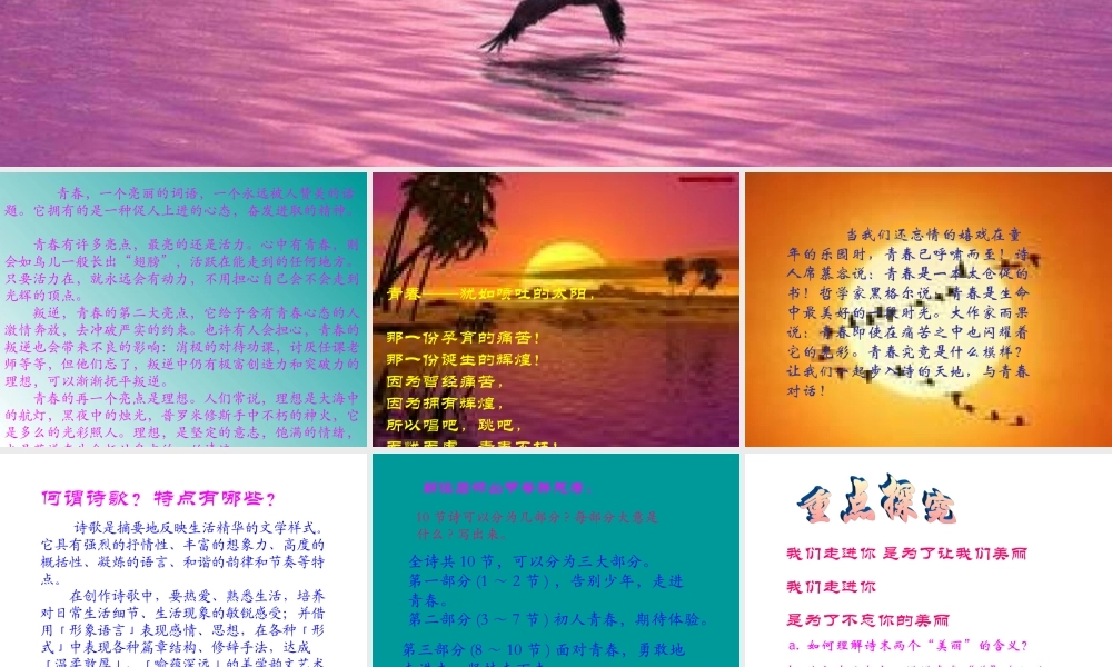 八年级语文下册 第3课(我们和青春对话)课件 鄂教版 课件