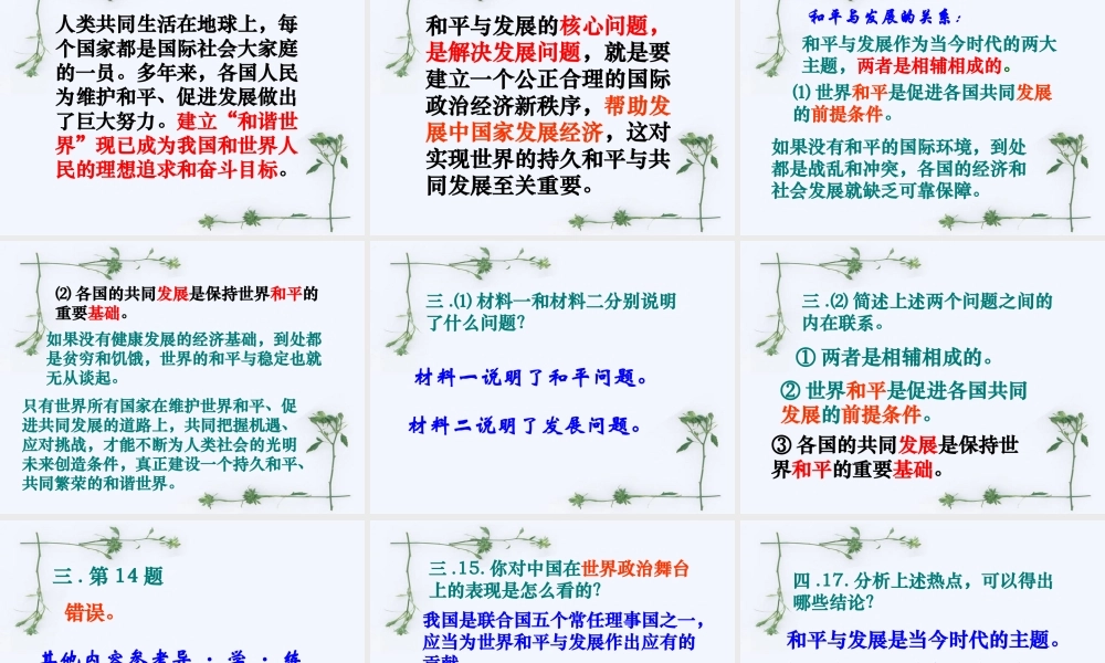 九年级政治：第十一课(胸怀全球 迎接挑战)第三框课件(苏教版) 课件