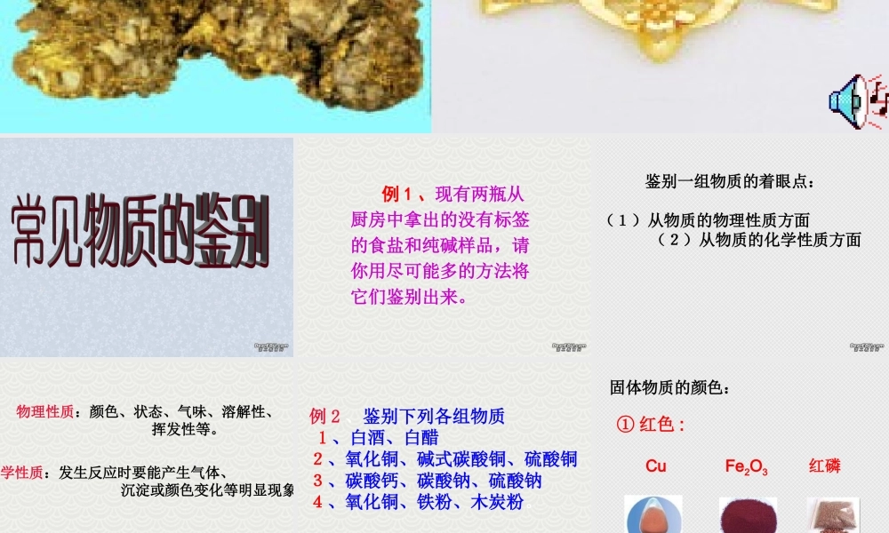 中考化学专题复习 常见物质的鉴别课件