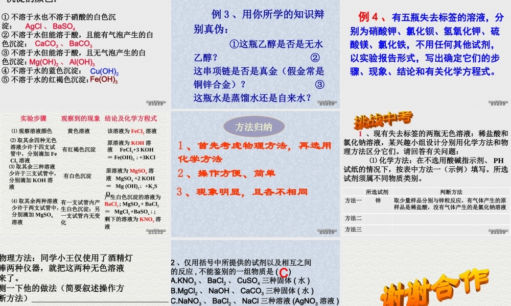 中考化学专题复习 常见物质的鉴别课件