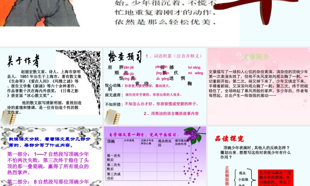 七年级语文上册 (顶碗少年)课件 沪教版 课件