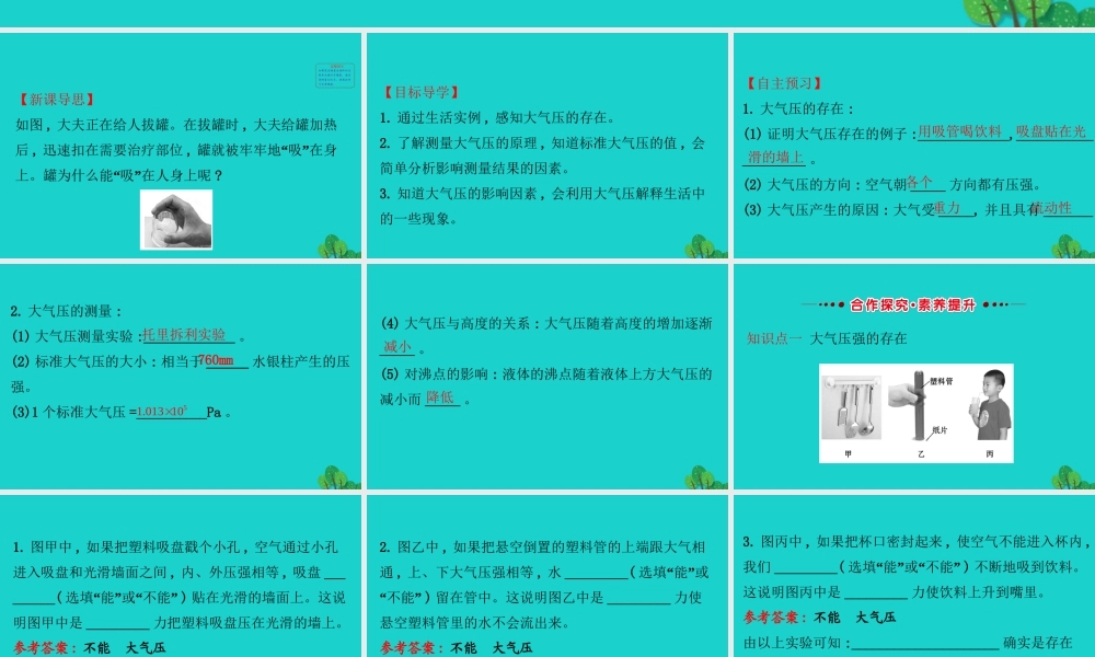 八年级物理下册 9.3大气压强习题课件 (新版)新人教版 课件