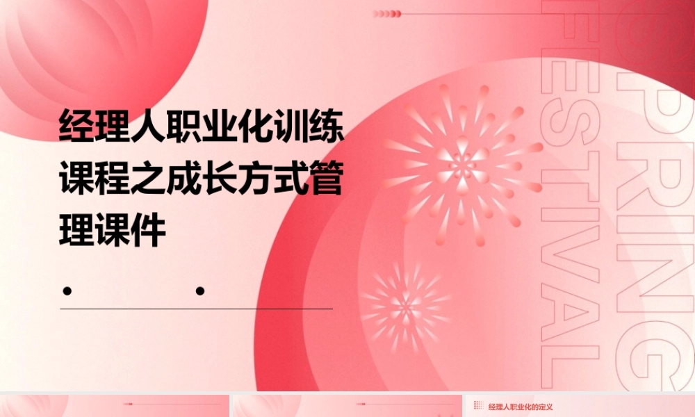 经理人职业化训练课程之成长方式管理课件