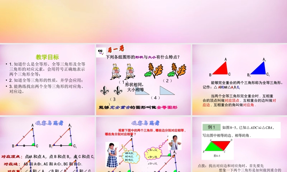 八年级数学上册 1.1 全等三角形课件 (新版)青岛版 课件