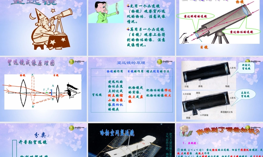 八年级物理上册 显微镜与望远镜课件 新人教版 课件