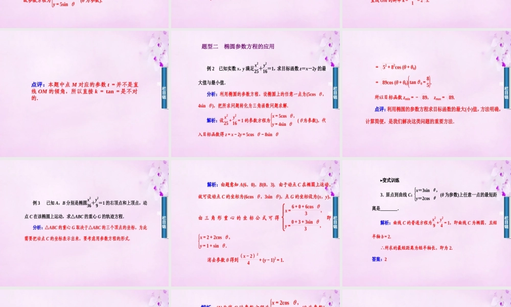 数学 2.2.1椭圆的参数方程课件 新人教A版选修4 4 课件