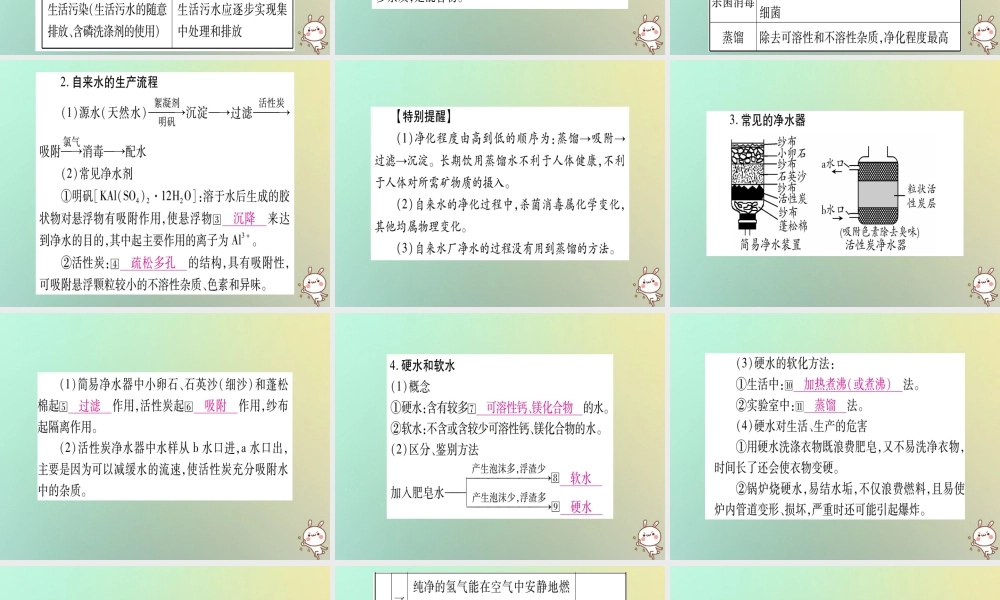 中考化学准点备考复习 第一部分 教材系统复习 第4讲 自然界的水 第1课时 自然界的水课件 新人教版 课件