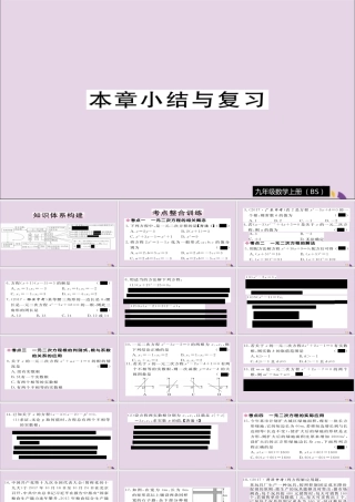 九年级数学上册 第二章 一元二次方程本章小结与复习习题课件 (新版)北师大版 课件