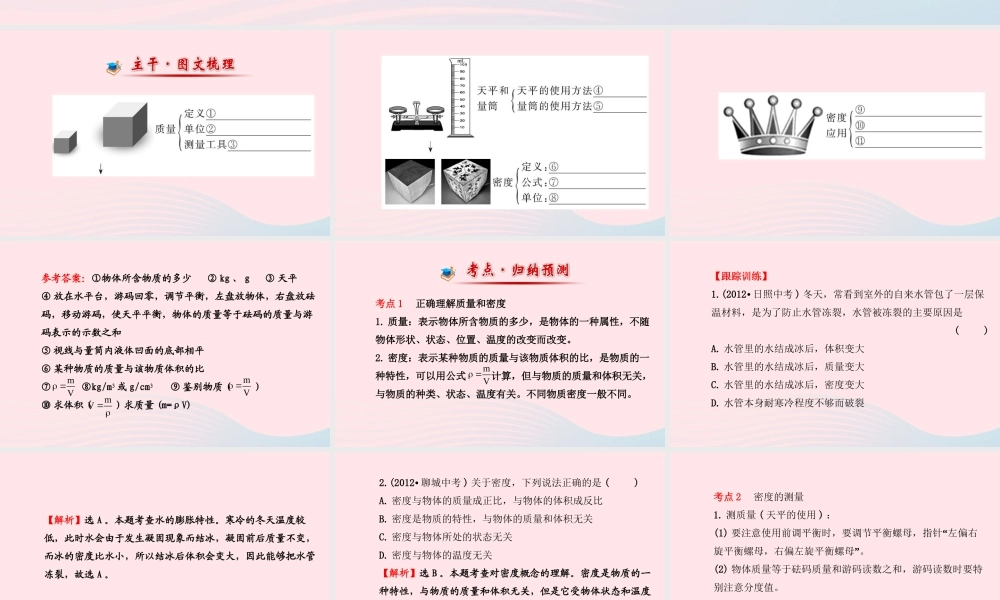 八年级物理全册 第五章 质量与密度阶段专题复习课件 (新版)沪科版 课件