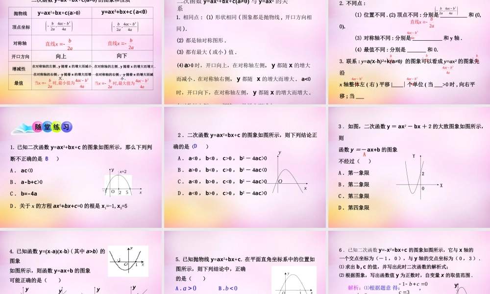 九年级数学下册 54 二次函数yax2的图象和性质(第4课时)课件 (新版)青岛版 课件
