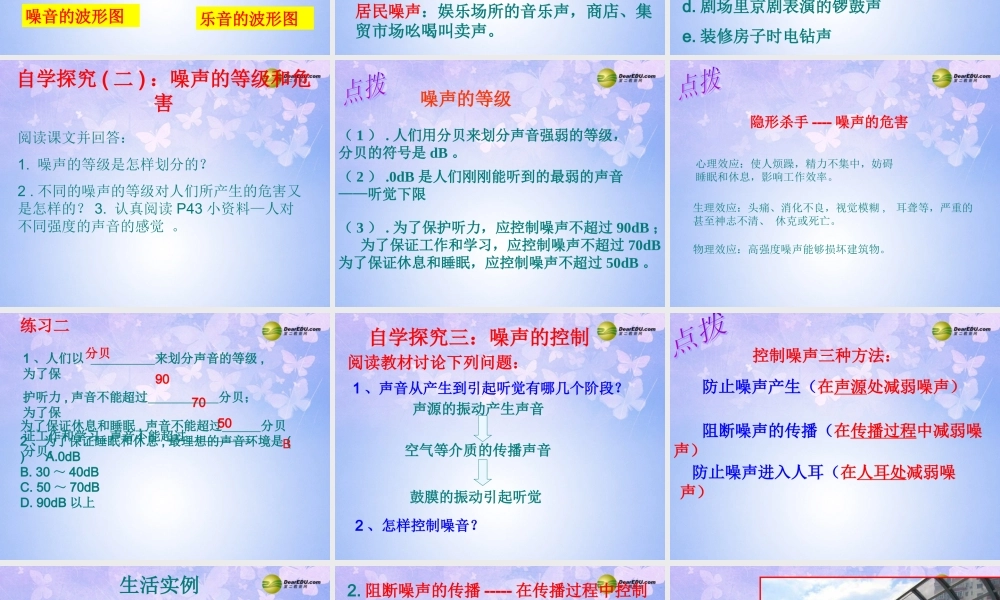 八年级物理上册 2.4 噪声的危害和控制课件 新人教版 课件