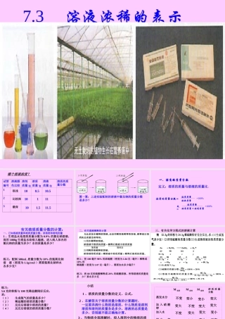 初三化学溶液浓稀的表示课件 粤教版 课件