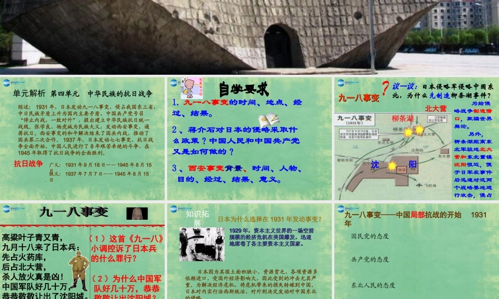 中学八年级历史上册 第14课 难忘九一八课件 新人教版 课件