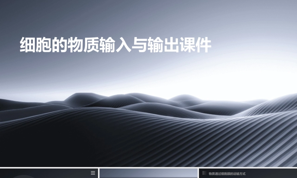 细胞的物质输入与输出课件