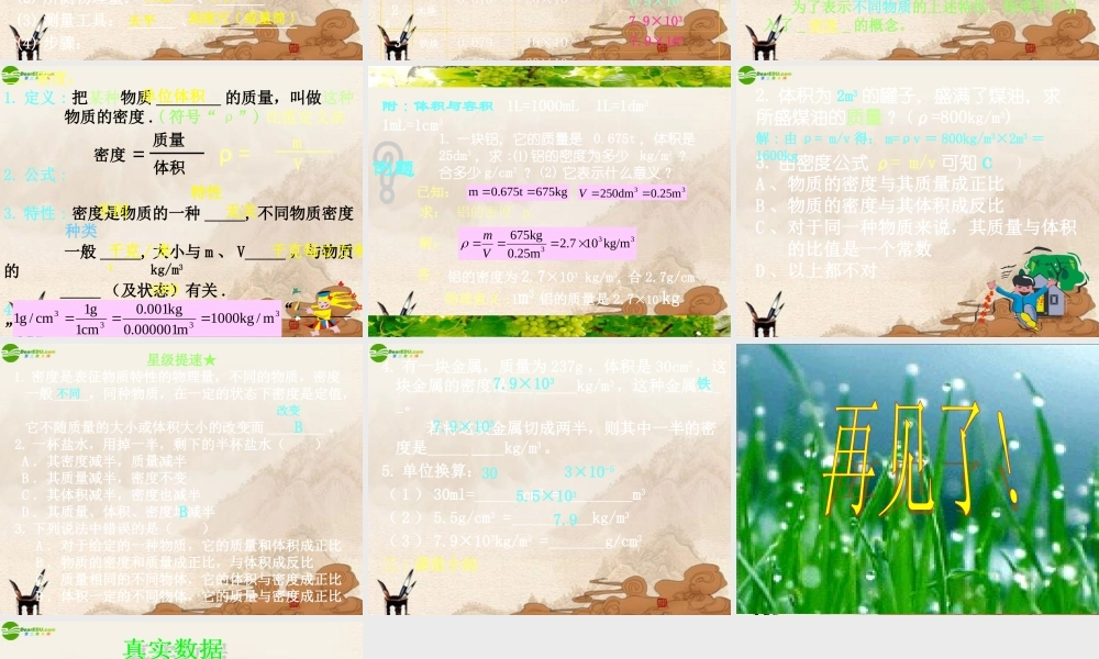 八年级物理上册 探究物质的密度(1)课件 沪粤版 课件