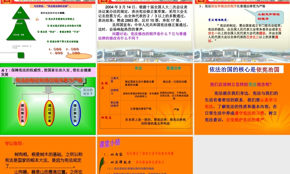 八年级政治下册 15课第一框宪法是我国的根本大法宪法课件 苏教版 课件