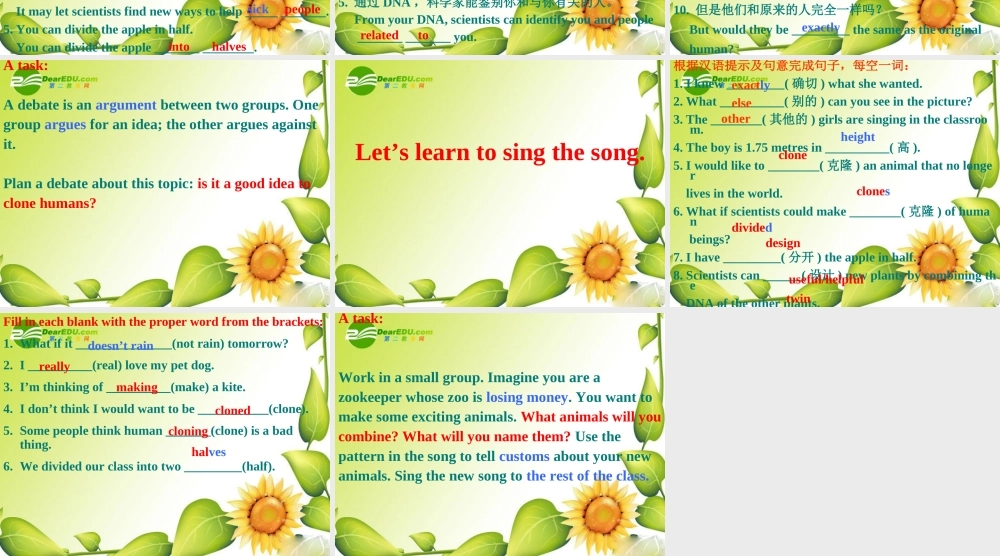 九年级英语下册：Unit2 DNA Lesson 12 Did You Ever See a Chorse 课件(冀教版) 课件