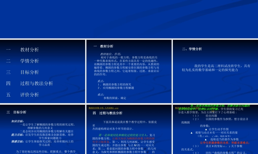 数学人教选修4-4(A)椭圆的参数方程 ppt 课件