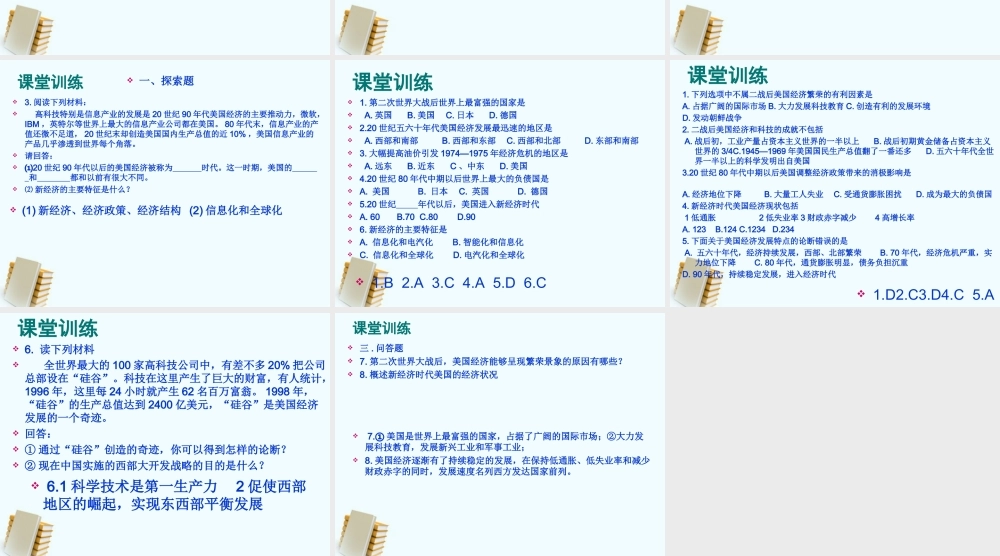 九年级历史下册 第八课美国经济的发展课件 人教新课标版 课件