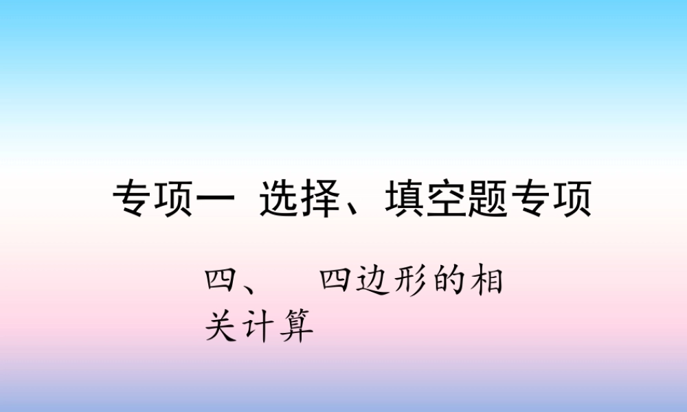 中考数学复习 专项一 选择、填空题专项 四、四边形的相关计算课件