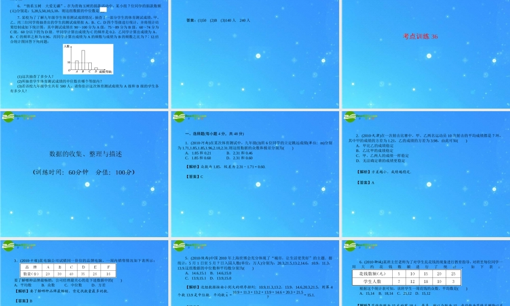 中考数学复习 第36讲 数据的收集、整理与描述课件