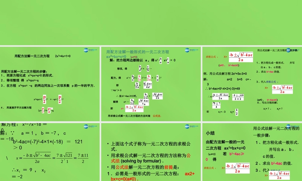 公式法)课件3 (新版)沪科版 课件